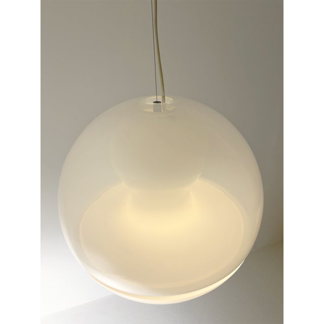 White Murano Glass Pendant Light from A.V. Mazzega, Italy, 1970s For Sale - Image 8 of 8