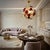 Large violet and cream-colored glass discs compose this 2000 Murano chandelier. A classic mid-century Sputnik. Refinement...