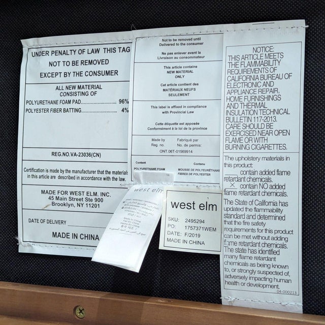 West Elm Button Tufted Mid-Century Bench For Sale - Image 9 of 9