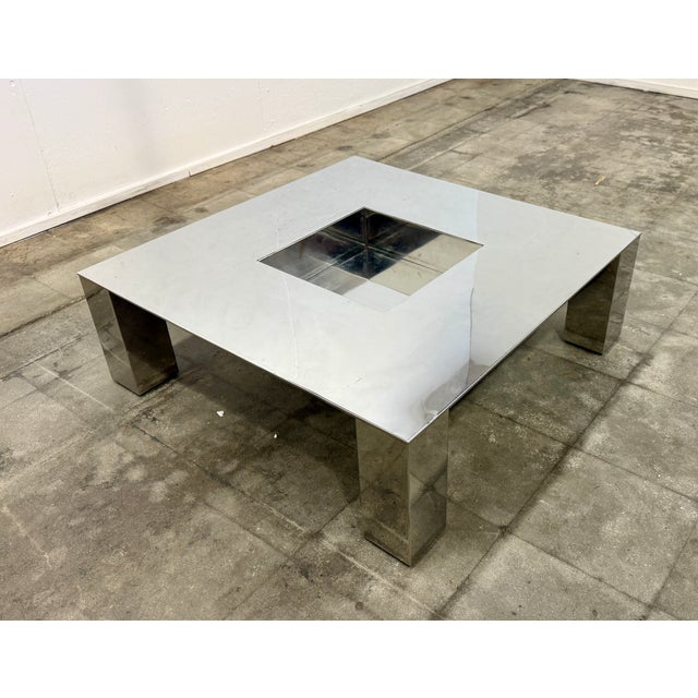 1970s Italian Mid-Century Modern Polished Steel Coffee Table, 1970s For Sale - Image 5 of 7