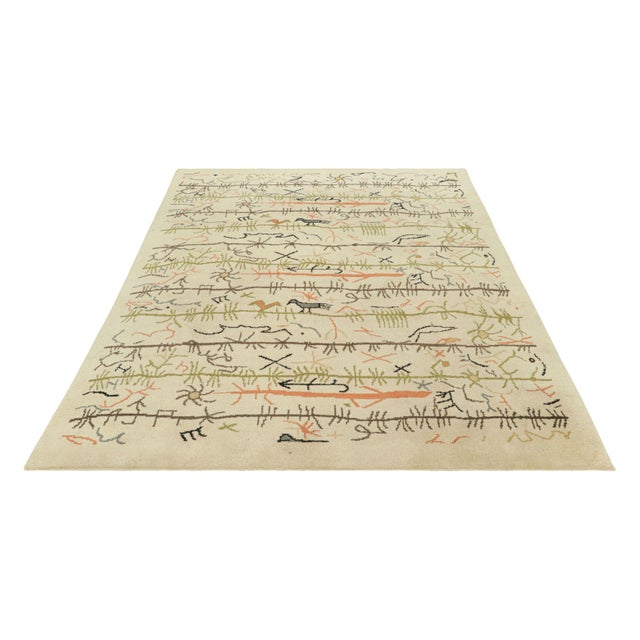 1960s Vintage Swedish Geometric Rug in Cream-Beige With Pictorials | Rug & Kilim For Sale - Image 5 of 7