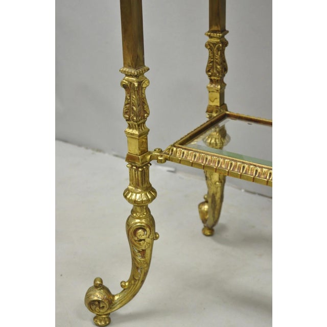 Antique Victorian Brass & Onyx Ornate Tiered Etagere Curio Display Stand Shelf For Sale - Image 10 of 18