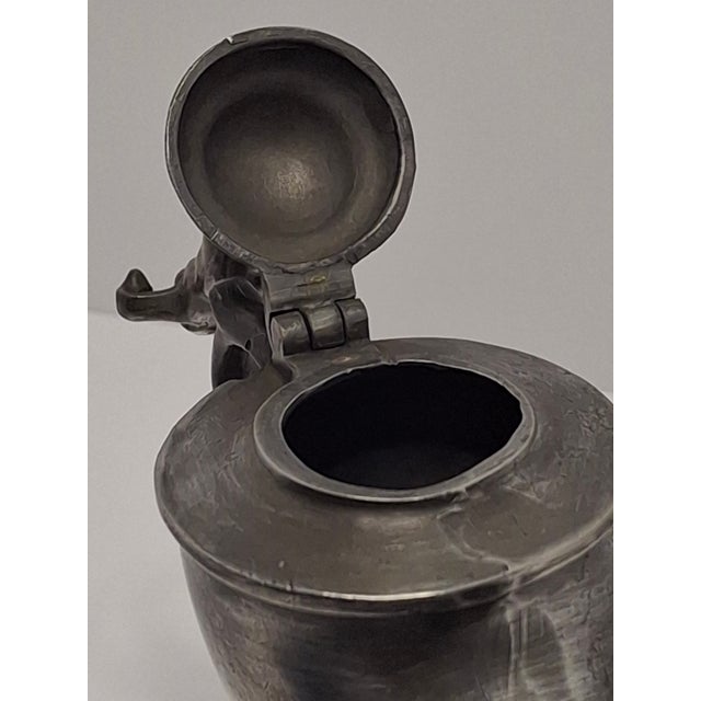 Lot of 2 - 19th C Pewter Whale Oil Fat Lamps W/ Figurine, Wick Pick, European For Sale - Image 13 of 18