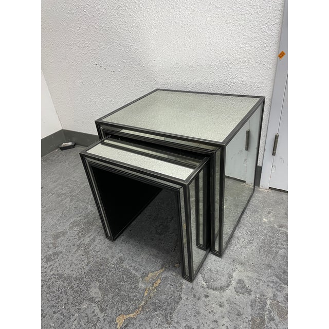 Restoration Hardware Strand Mirrored Nesting Side Tables Chairish