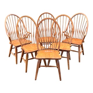 Broyhill Attic Heirlooms Farmhouse Rustic Windsor Oak Chairs For Sale