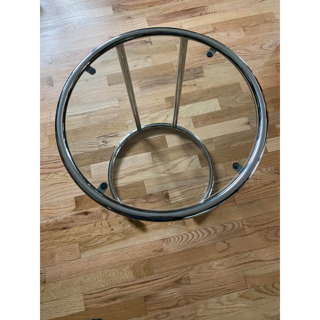 Mid-Century Modern Vintage Italian Chrome & Glass Side Table, Space Age, Circa 1970s For Sale - Image 3 of 5