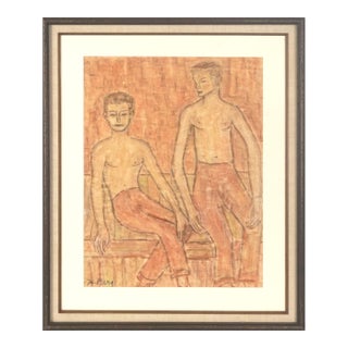Bay Area Abstract Expressionist Figurative -- Summer Coming of Age Scene by Honora Berg For Sale