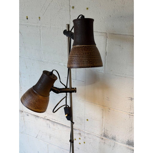 1960s Ceramic Floor Lamp With Dual Shades Danish Mid-Century Modern 1960s For Sale - Image 5 of 11