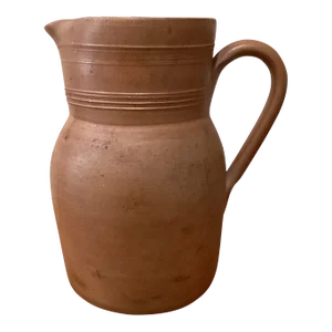 Mid 20th Century Gres Du Berry Fait Main France Brown Salt Glazed Stoneware Pitcher