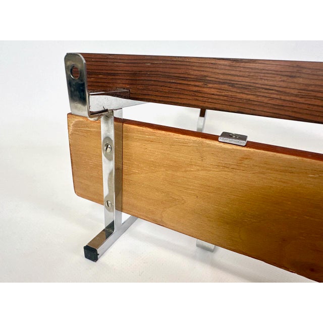 Brown Mid-Century Modern Chromed Rosewood Coat and Hat Rack, 1960s For Sale - Image 8 of 13