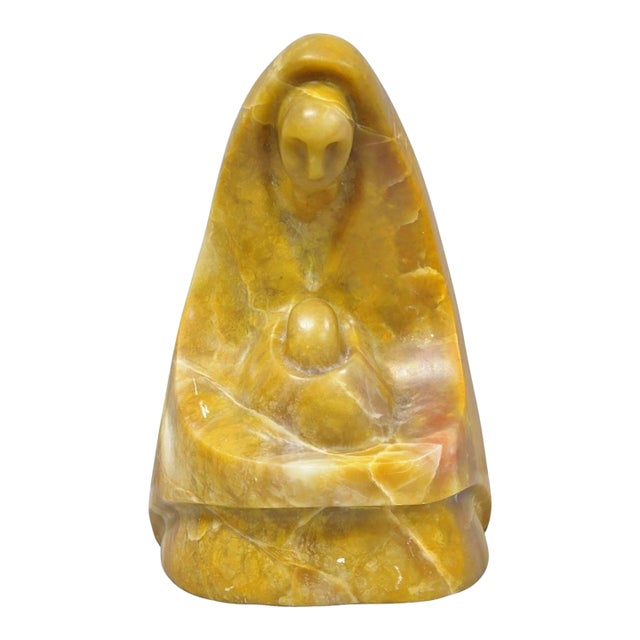 Vintage Seymour Shuren Modern Carved Alabaster Mother & Child Figure Sculpture For Sale