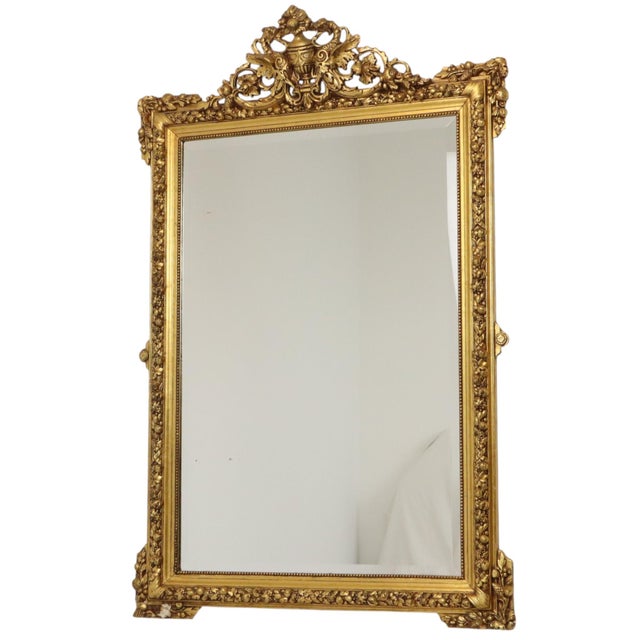 Antique French Gold Bevelled Mirror, 1890s For Sale - Image 12 of 18