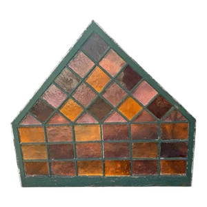 Large Antique Colored Stained Glass Pyramidal Church Window