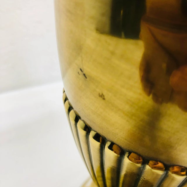 Ethan Allen Brass Table Lamp With Fluted Body For Sale - Image 6 of 10