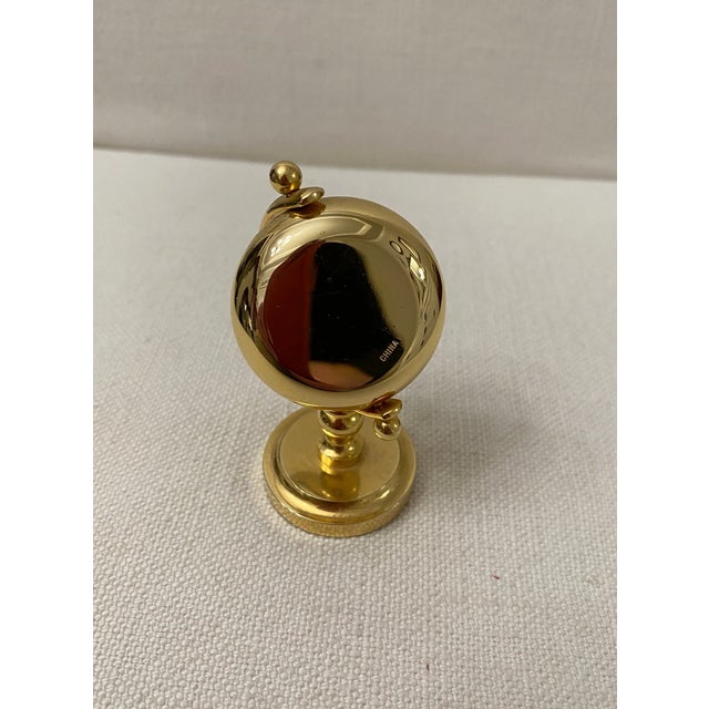 Mid-Century Modern Vintage MCM "Elgin" Gold Tone Globe Mini Clock For Sale - Image 3 of 5