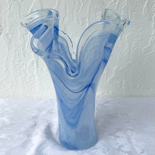 Italian Hand-Blown Art Glass Vase Made in the Murano Tradition For Sale In West Palm - Image 6 of 7