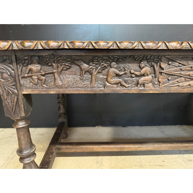 Mid 19th Century Antique Table in Carved Oak, 1860 For Sale - Image 5 of 14