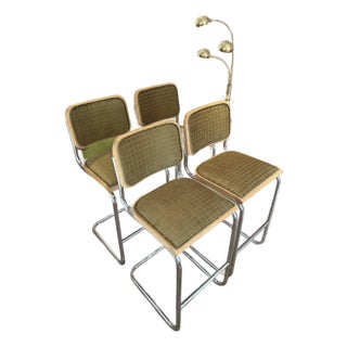 A Classic Set of 4 Cesca Style Barstools in the Style of Marcel Breuer, Circa 1970s–80s. For Sale