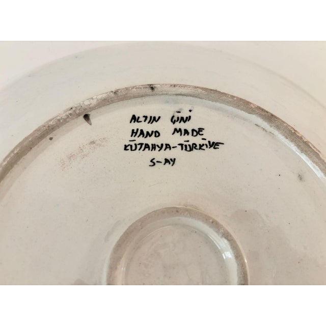 Turkish Kütahya Pottery Hand Painted Wall Plate Iznik Style, Artist Signed 1950s For Sale - Image 10 of 10