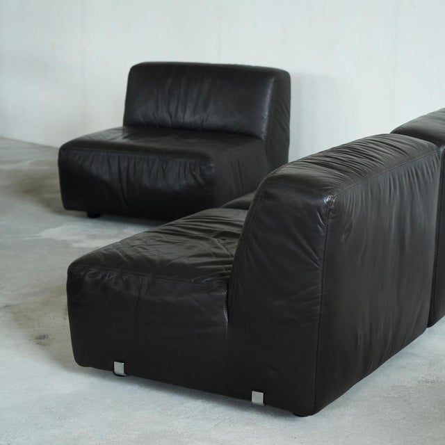 Sectional Sofa Set in Leather by Durlet, 1970s, Set of 5 For Sale - Image 3 of 18
