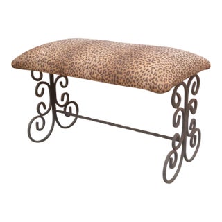 Iron Scroll Bench Spanish Mission Arts and Crafts For Sale
