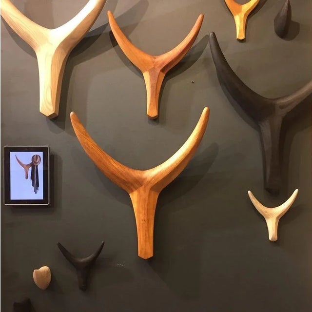 Copper Medium Nguni Head Black Iroko, Animal Head Wall Sculpture, Gunsmoke For Sale - Image 8 of 9