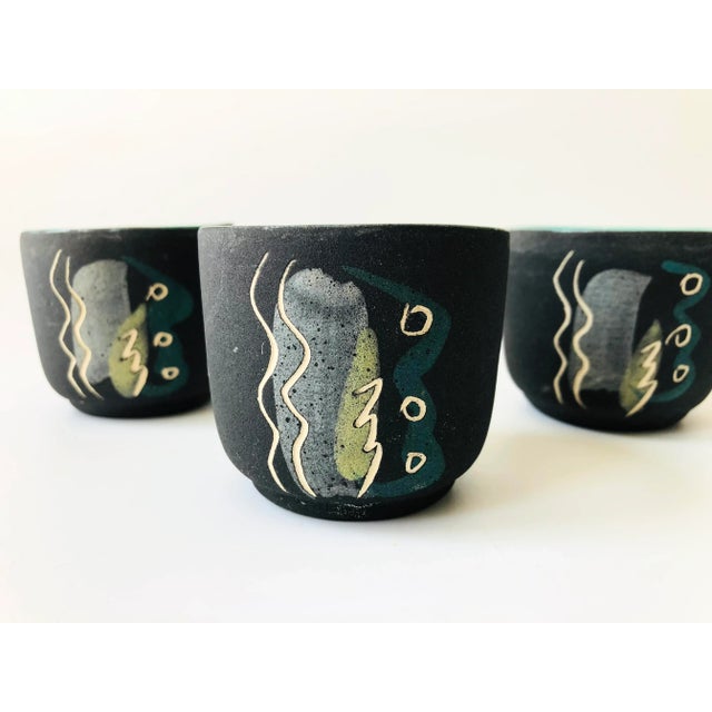 Mid Century Charles and Alice Smith California Pottery Tea Cups - Set of 3 For Sale - Image 4 of 7