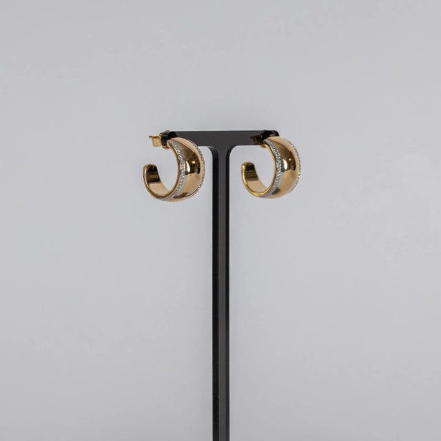 Not Yet Made - Made To Order Rocks With Soul Wide Gold Hoop With Diamond Border - 2 Pieces For Sale - Image 5 of 8