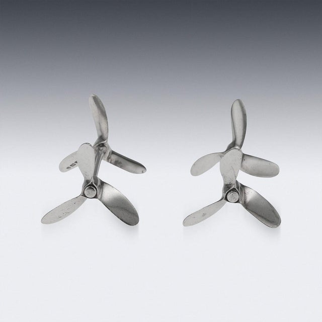 Antique English Silver Nautical Propeller Knife Rests, 1901, Set of 2 For Sale - Image 4 of 8