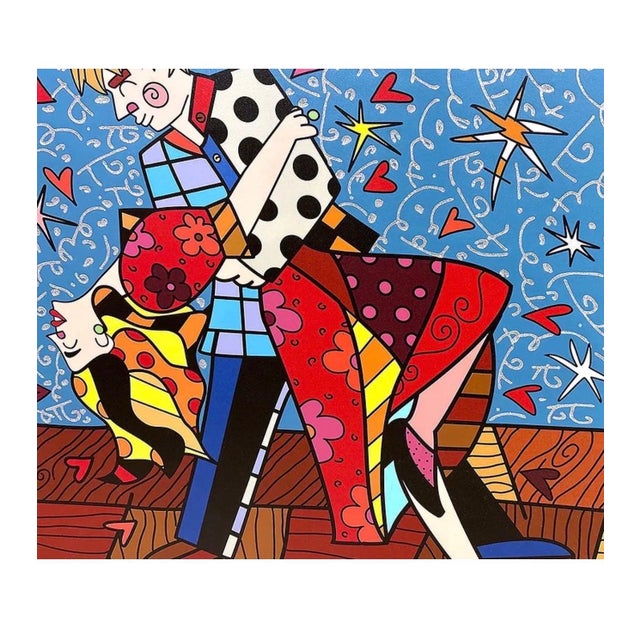 2010s Romero Britto, Large Romero Britto Mixed Media Diamond Dust Giclee Pop Art Cubism Hollywood, 2022 For Sale - Image 5 of 14