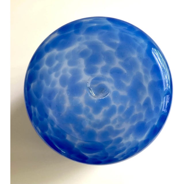 Glass Artisan Mottled Blue Handblown Glass Tumbler/Vase For Sale - Image 7 of 9