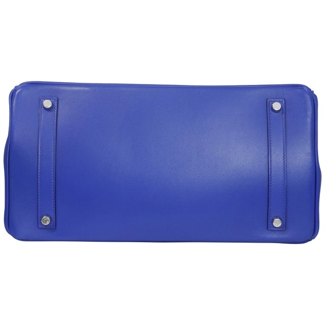 Animal Skin Hermès Birkin 35 Le Tournay Bleu Royal Swift Palladium Hardware 2019 For Sale - Image 7 of 7