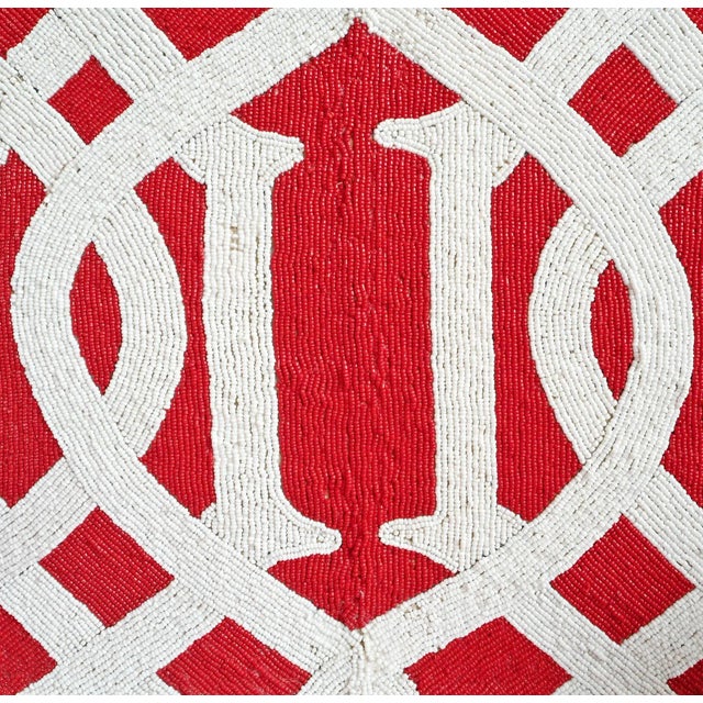 Vintage Red & White Yoruba Beaded Chair For Sale In Los Angeles - Image 6 of 7