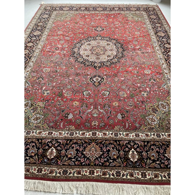 1950s 1950's 1m Knots, Fine Silk Highlights With Royal Bird Motifs Rug - 9 7 X 13 6 For Sale - Image 5 of 13
