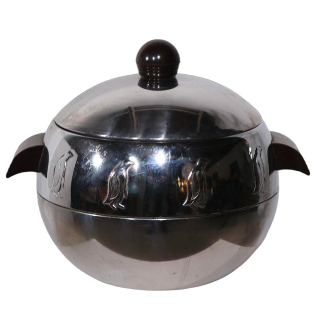 Classic Penguin Ice Bucket in Chrome and Bakelite Chairish