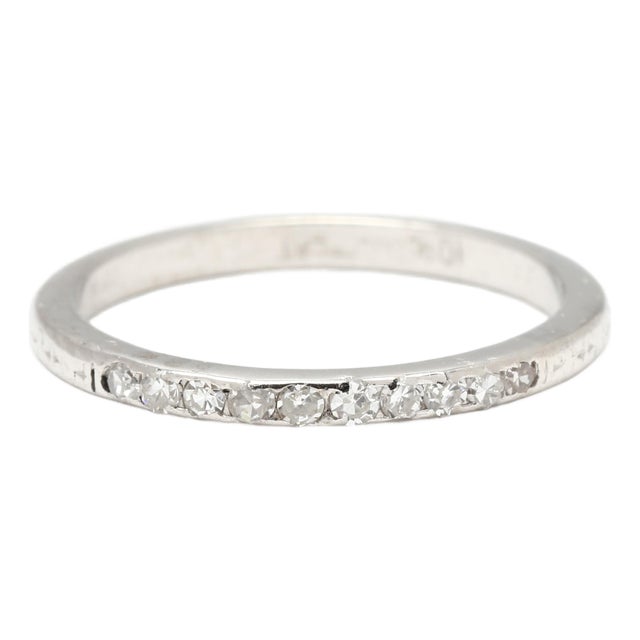 Thin .10ctw Diamond Platinum Band Ring, Ring Size 5.5, Platinum For Sale