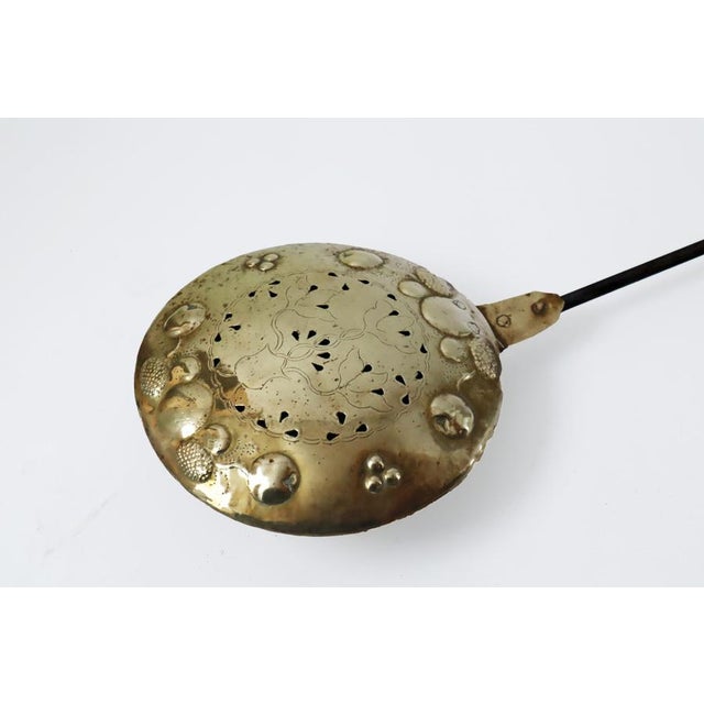 Brass Bed Warmer with Tulips and Ornaments, Denmark, 18th Century For Sale - Image 9 of 15