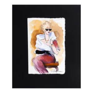 Fashion Sketch, Erik Freyman Watercolor on Paper, Signed in Pen