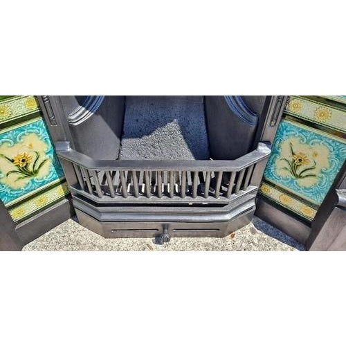 Antique Victorian Cast Iron Tiled Combination Fireplace Surround, 1899 For Sale - Image 15 of 18
