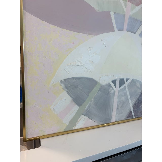 Oversized Lee Reynolds Abstract Beach Umbrellas Oil Painting on Canvas With Impasto For Sale - Image 12 of 15
