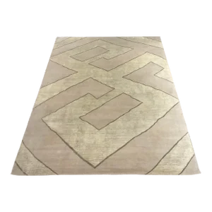Nourison Home for Christopher Guy Taupe and Gray Key Wool and Silk Hand Knotted Rug 9z12