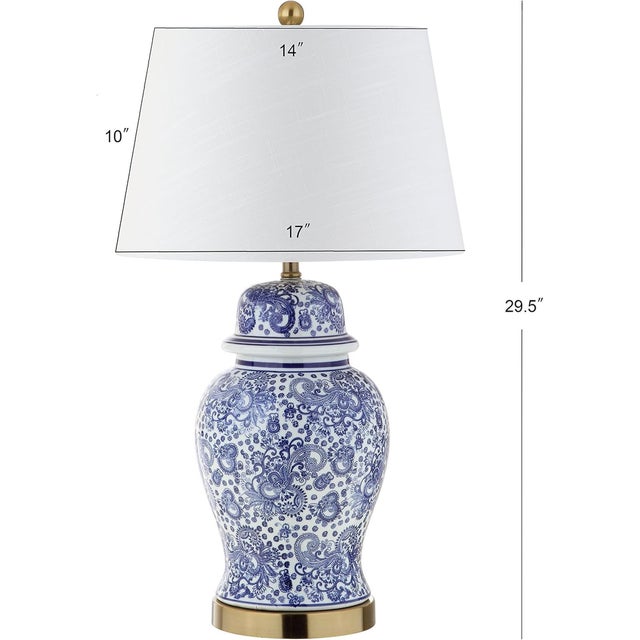 Bring timeless elegance and classic Chinoiserie charm to your home with this 29.5-inch blue and white ginger jar table...