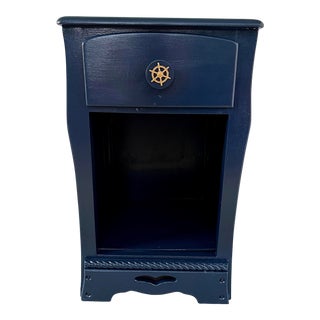 1970s Vintage Nautical Nightstand with Drawer For Sale
