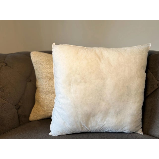 Textile Vintage Turkish Kilim Pillow, Natural Hemp Ivory Beige Cushion, Handwoven Anatolian Pillow With Insert, 16x16 In For Sale - Image 7 of 7