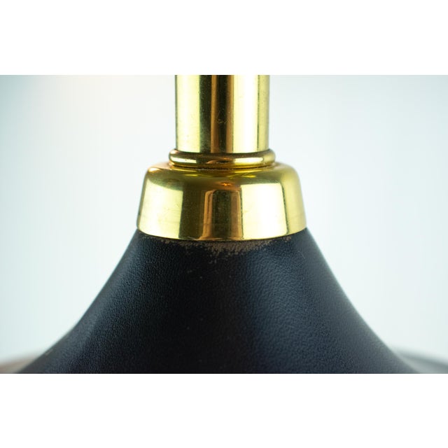 Vintage 1983 Sarreid #9018 — 8 Prancing Horses — Brass & Leather Table Lamp, Black & Gold For Sale - Image 10 of 16