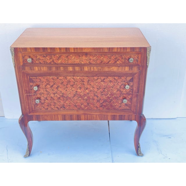 French Antique French Louis XVI Style Commode Chest of Drawers With Beautiful Marquetry For Sale - Image 3 of 14