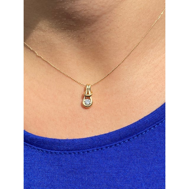 Contemporary 1990s The Alderly Street: Yellow Gold Love Knot Diamond Solitaire Necklace For Sale - Image 3 of 3