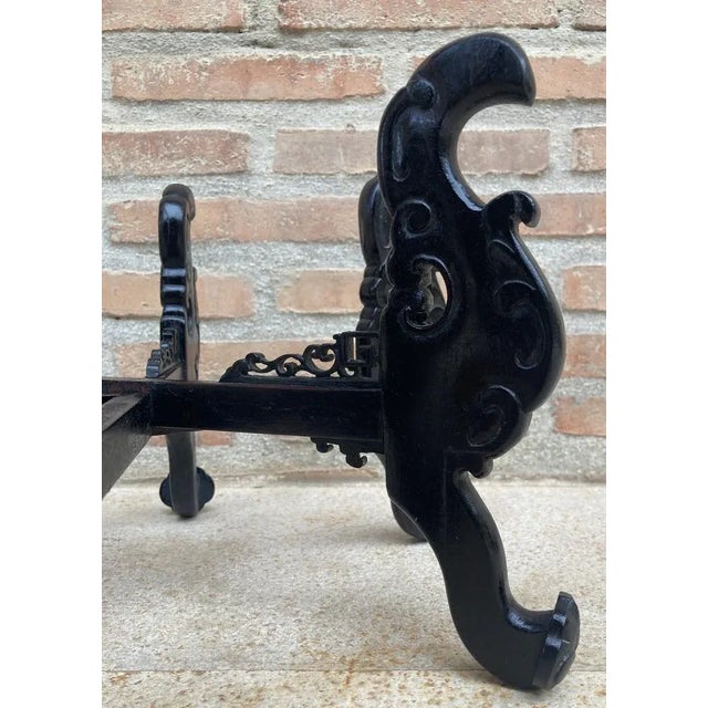 Wood Mid-Century Chinese Carved Wood Zitan Stand, 1950s For Sale - Image 7 of 12