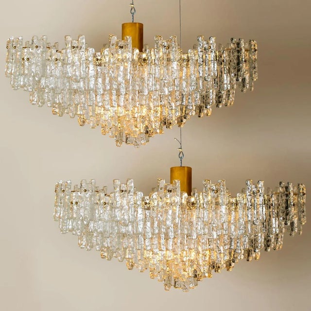 1 of the 2 exceptional, huge, clean and modern six-tier ballroom flush mount chandeliers by j.t. Kalmar leuchten from the...