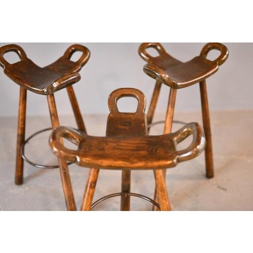 Mid-Century Modern Brutalist Marbella Bar Stools by Sergio Rodrigues, 1970s, Set of 3 For Sale - Image 4 of 11